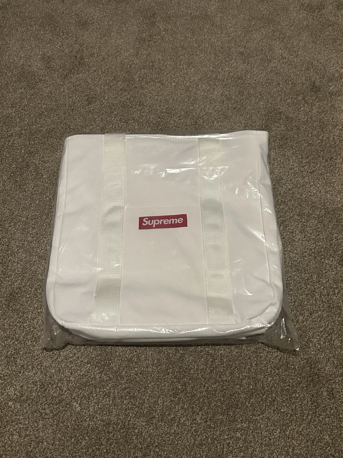 Sac fourre tout en toile blanche Supreme 