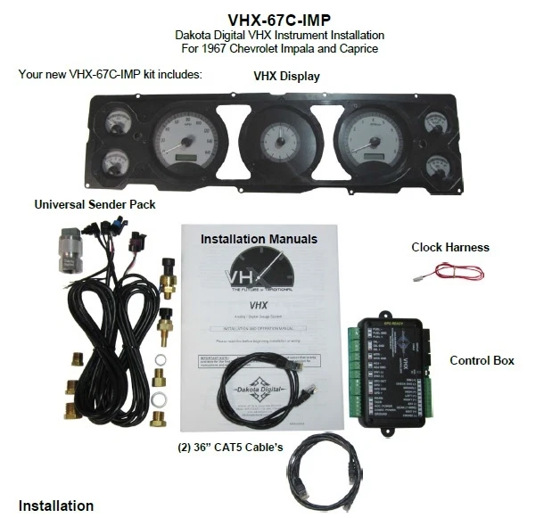 Dakota Digital 1967 Chevy Impala Caprice sistema de calibre analógico VHX-67C-IMP-S-W Foto 4 de 4