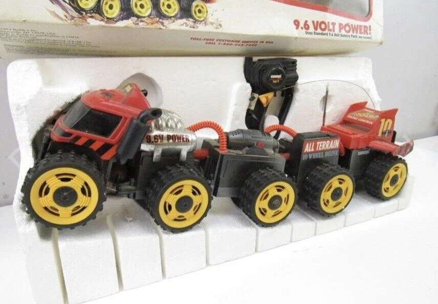 Camión de radiocontrol Rattler 10x4 9,6 V rojo 1994 Buddy L Crawler transporte de colección Foto 2 de 4