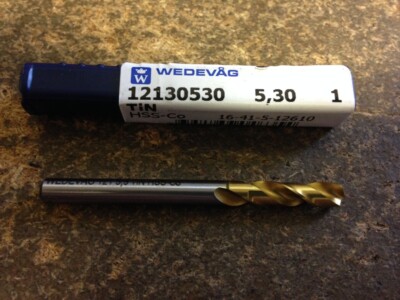 .2087'' 5.3mm HSCO TiN COATED SCREW MACHINE LENGTH DRILL