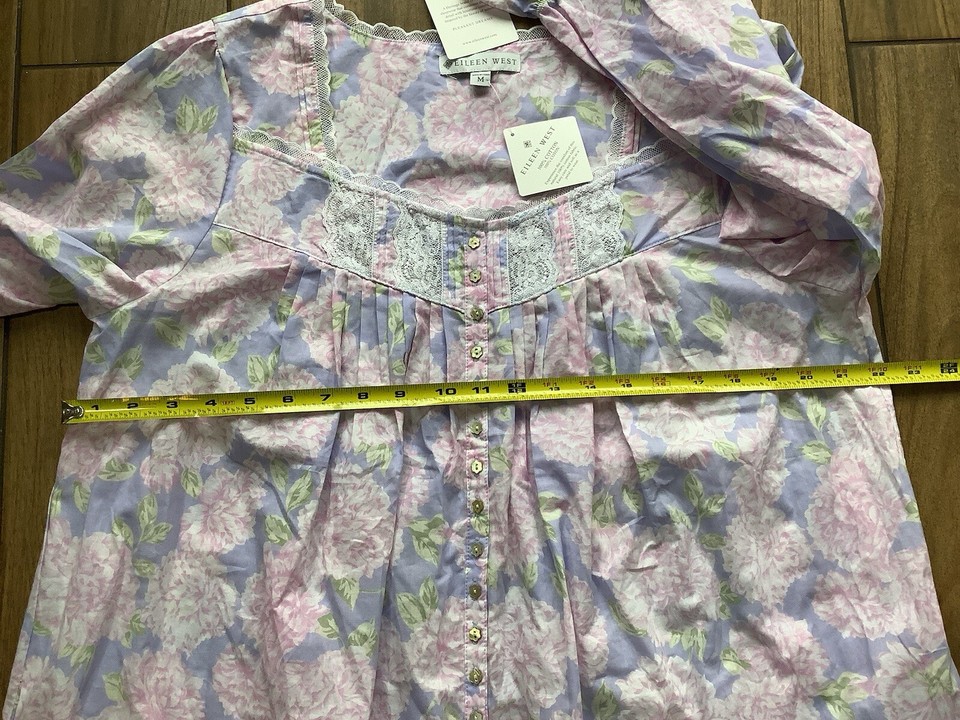 Eileen West Gown 100 Cotton Size M Long Sleeve Long Length Lilac/Pink
