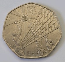 Volleyball 50p Fifty Pence Coin London Olympics 2012 Circulated