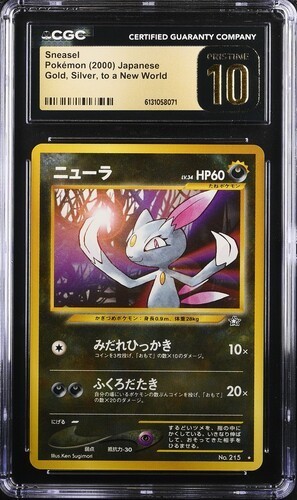 CGC 10 Pristine Sneasel #215 Pokémon Japanese Gold, Silver, to a New World 2000