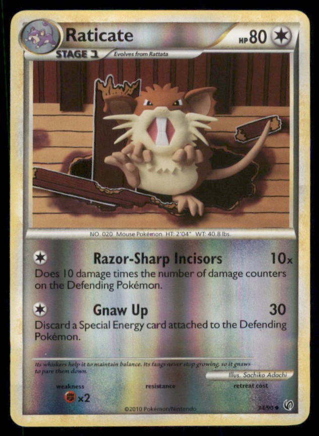 Raticate 34/90 Uncommon HGSS Undaunted Pokemon US SELLER NM