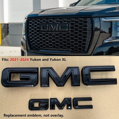 #ad #ad set 2 OEM Grille Rear Black GMC Emblem for 2021 2024 Yukon Gloss 84729912 $71.61