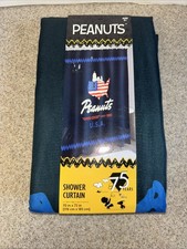USA Snoopy Shower Curtain Woodstock Peanuts, Schulz, 75 Anniversary New