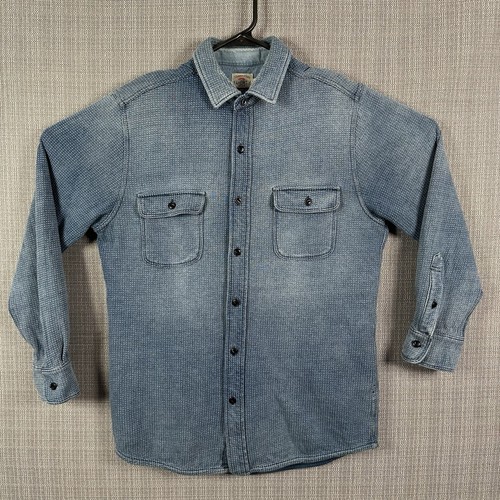 Faherty Maglia Dobby Maglia Lavoro Uomo Media Tinta Indaco 18 Anni Lavaggio Blu Pesante