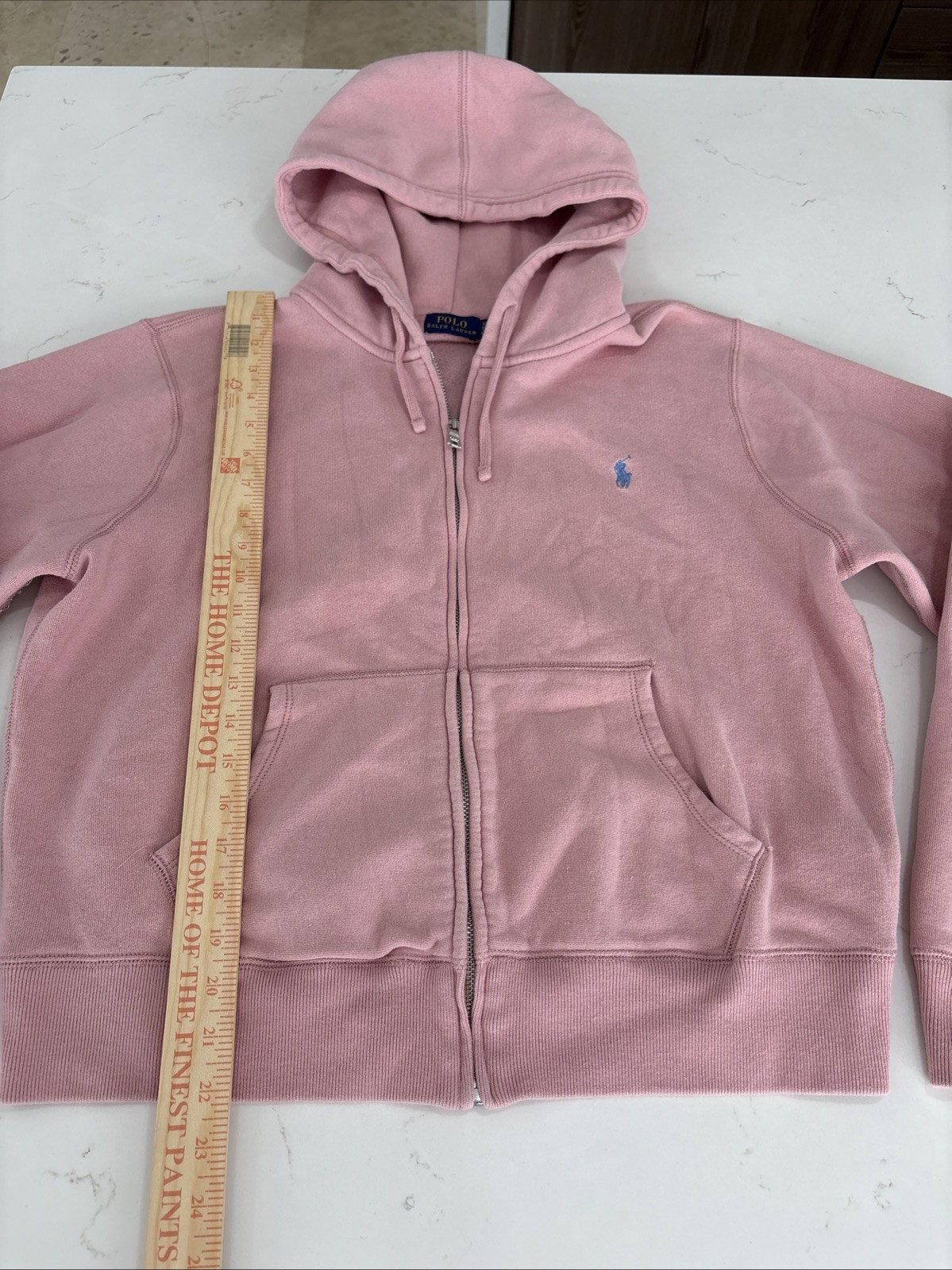 Polo Ralph Lauren donna felpa con cappuccio full zip rosa classico preppy logo pony taglia XL