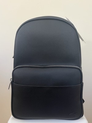 Lacoste Men s  13  Laptop Multi  Backpack - Black Modern Adjustable Travel Work