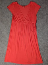 Sundance Elara Orange Dress In Size XL Midi Relaxed Fit Elastic Waist Beach Fun