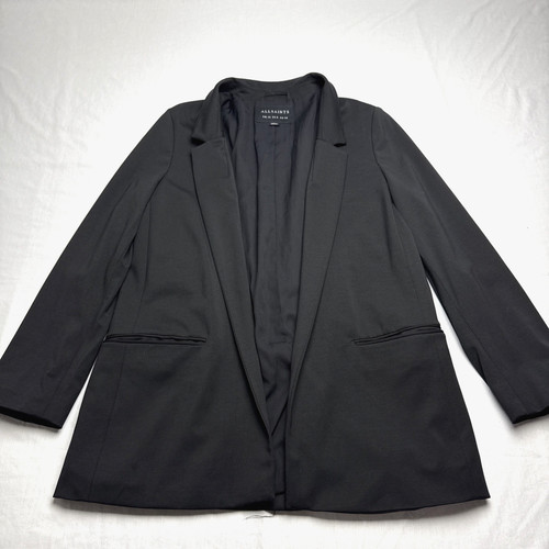 Allsaints Women's Aida Jersey Knit Regular Fit Blazer Open Front Sz 6 Black