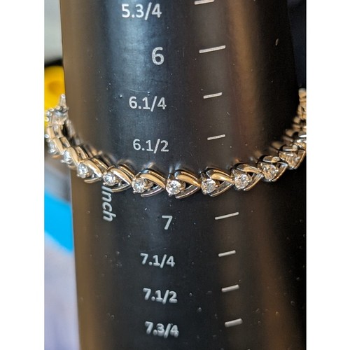 Silver Tone CZ Tennis Bracelet W/ Two Safety Latches - Picture 4 of 8