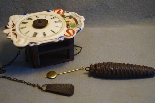 Black Forrest Jockele wall clock with porcelain face and enamel dial c.1860 - Picture 8 of 22