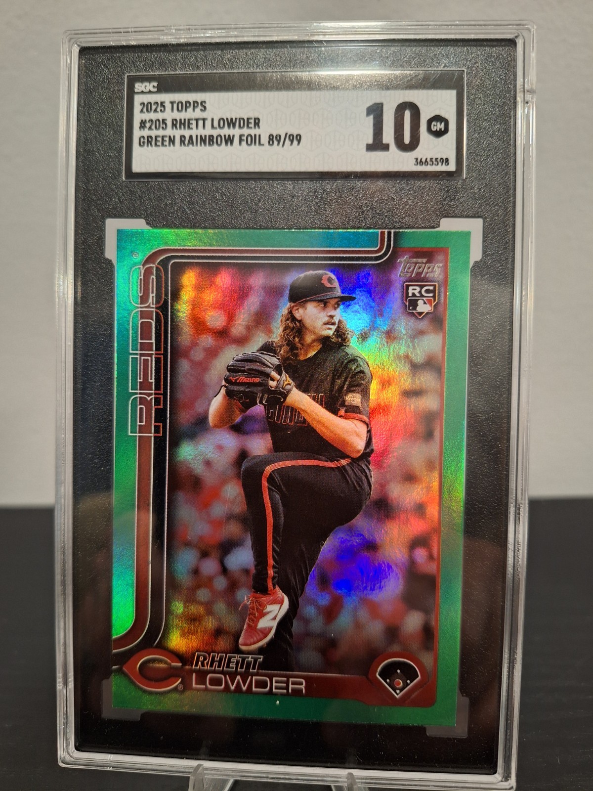 Rhett Lowder 2025 Topps Series 1 Green Foil RC 89/99 #205 Reds