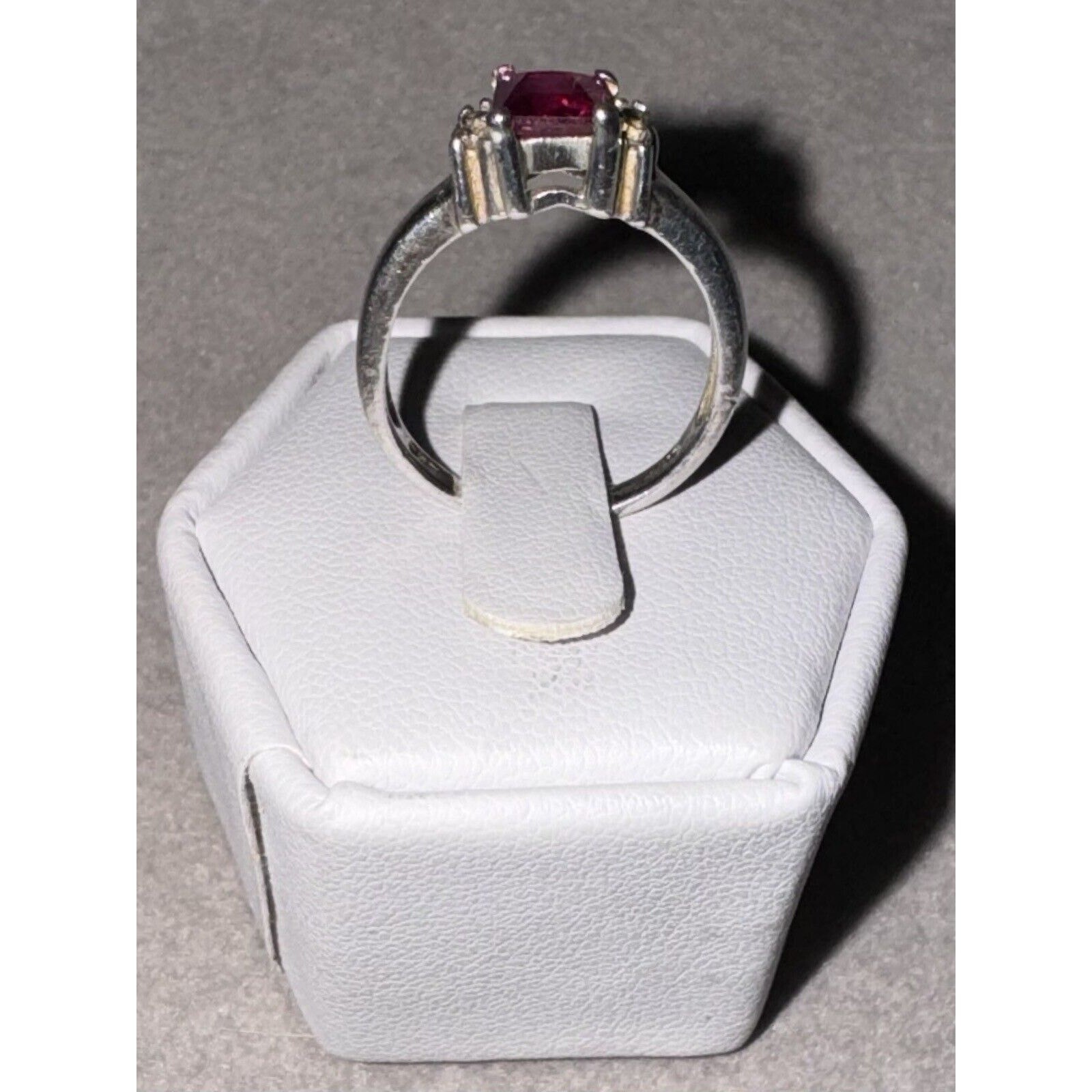 Emerald Cut Ruby Ring 925 Sterling Silver Size 5.… - image 7