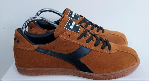 MENS RETRO VINTAGE DIADORA TOKYO MUSTARD SUEDE/BLACK TRAINERS UK 8 - Picture 23 of 24