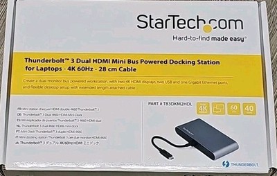StarTech TB3DKM2HDL Thunderbolt 3 Mini Dock 4K 60Hz HDMI- 28 cm Cable 