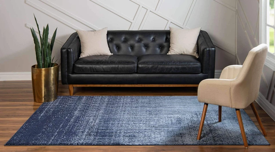 Alfombra Colección Del Mar - Jennifer (5' 3" x 8' Rectángulo, Azul/Azul Marino) Foto 3 de 4