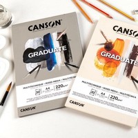 Mix Media Papier Block Canson Graduate A3, 220 G/M², 30 Blatt, Grau