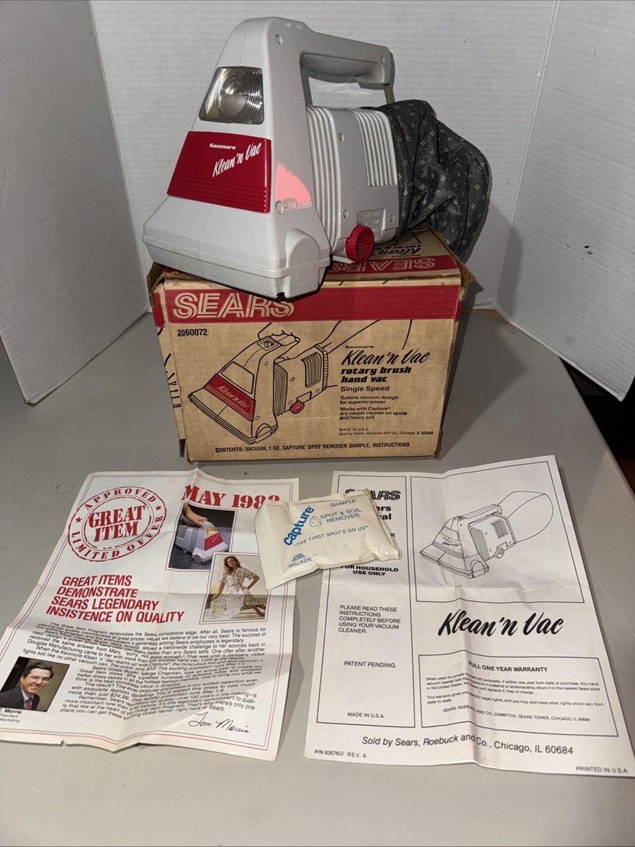Vintage Sears Kenmore Klean 'N Vac Rotary Brush Handheld Vacuum