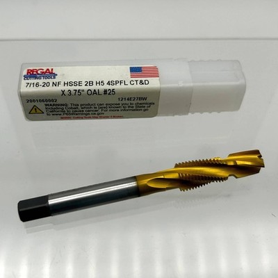Regal Cutting Tools 7/16-20 NF Drill Tap HSS 2B H5 4SPFL CT&D 3.75OAL 1214E27BW