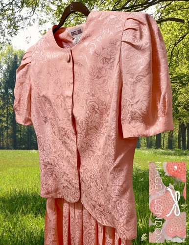 Maggy London Vintage Oriental Silk Skirt Suit Dress Size 12 Fancy Womens Floral - Picture 14 of 22