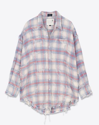 NWT R13 Shredded Seam Drop Neck in Ecru/Blue/Red Plaid Size XXS