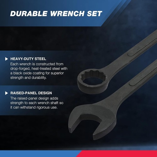 03129A Jumbo Combination Wrench Set, 10-Piece Open-End Wrench Set, SAE Sizes ... - Picture 6 of 7