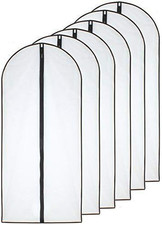 Set of 6 Lightweight Clear Garment Bags with Zipper for Closet Storage