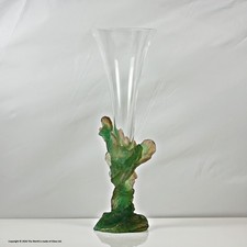 Daum, Nancy, tall paté de verre and lead crystal trumpet vase