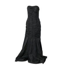 Jovani Black Trumpet 100% Silk Strapless Formal‎ Gown Dress Womens 6