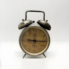 Vintage Kienzle Olympic Super Alarm Clock WWII Era German Dual Bell W Handle