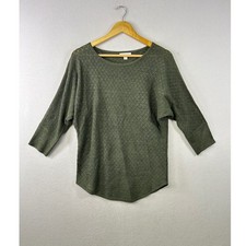NEW YORK  COMPANY Olive Green Diamond Knit Dolman Sleeve Sweater Size S