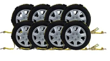8Pk 2"x9' Over The Wheel Tire Straps with Ratchet, Swivel J Hook 3,333 LBS WLL