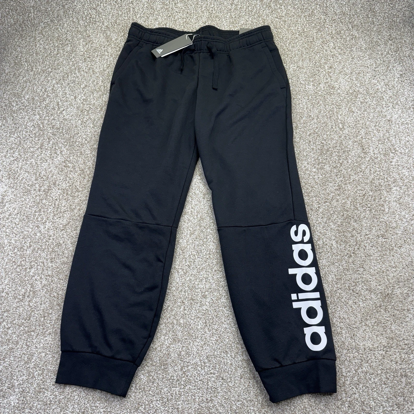 New Adidas Ess LIN Jogger Pants Mens Size XL (35x30) Black S97154