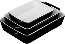 Set Da 3 Teglie in Ceramica, Pirofile Rettangolari, per Forno, Frigo, Lavastovig