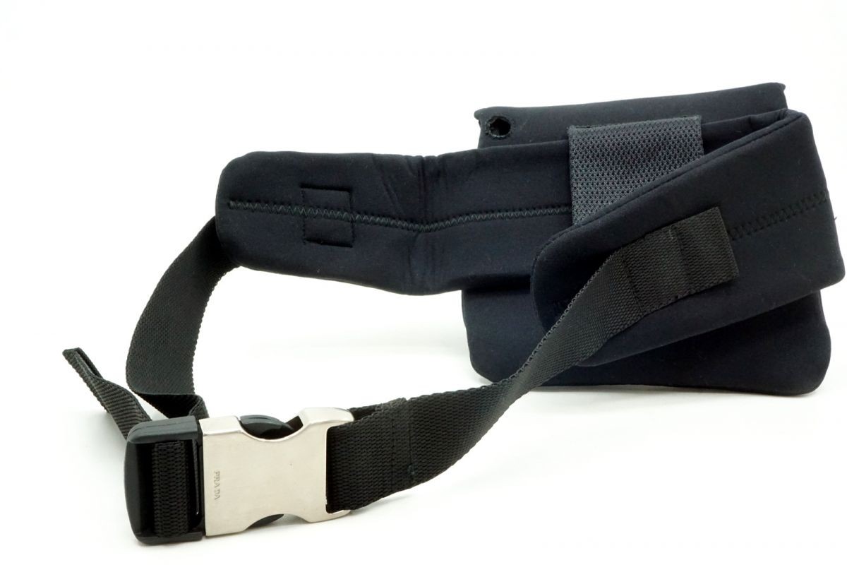 Prada Mini Waist Pouch Belt Body Bag Red Line Sports Unisex Nylon Black *Wqo717 thumbnail 6
