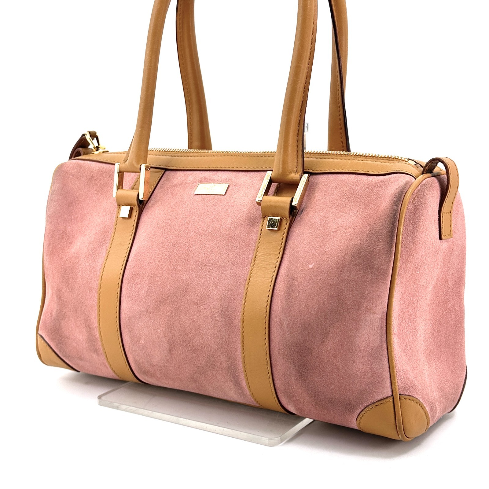 Borsa Gucci Mini Boston rosa pelle scamosciata borsetta autentica