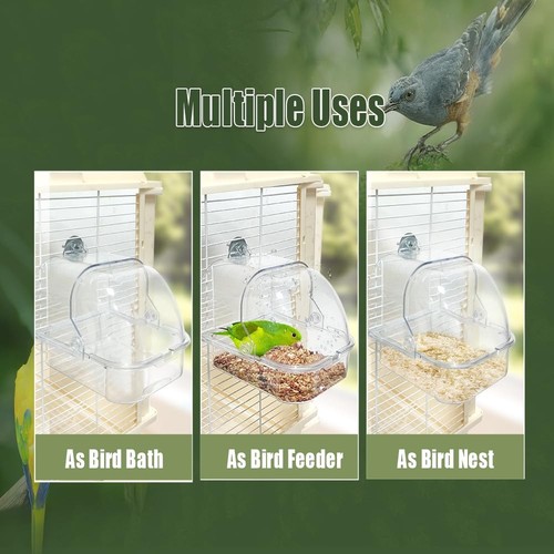 Bird Bath for Cage, Cleaning Pet Supplies Cockatiel Bird Bathtub with Hanging... - Bild 3 von 8