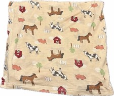 Milkberry Bamboo Rayon Baby Swaddle Blanket 36x40 Farm Animals Horse Cow Pig