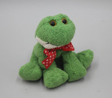 Russ/Commonwealth Sitting Frog Plush Heart Ribbon Happy Smile Cute Green 5" HTF