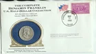 1953 D FRANKLIN HALF DOLLAR - 90% SILVER - COLLECTORS COVER WITH HISTORIC STAMP