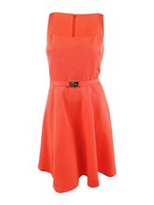 Lauren Ralph Lauren Women's Sleeveless Faille Cocktail Dress (8, Orange)