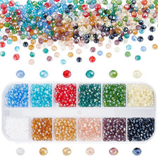 Briolette Glass Beads Faceted 3Mm, 1200Pcs 12 Colors Crystal Czech Glass Seed Be