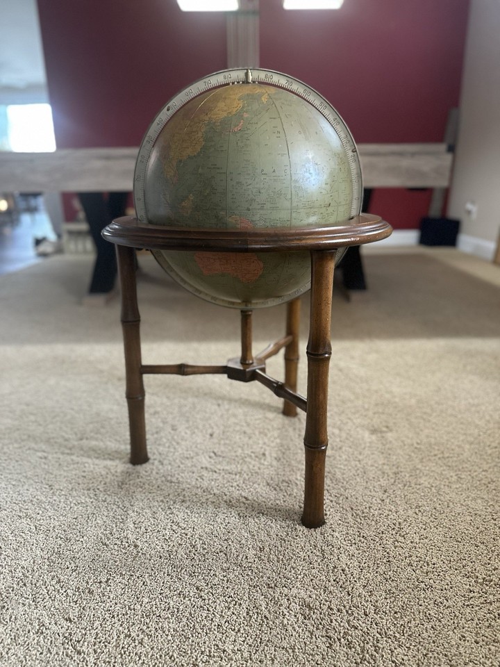REPLOGLE Comprehensive Globe 16” Diameter Vintage On Fruitwood Stand ...