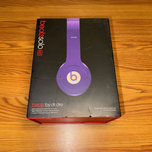Beats By Dr. Dre Solo HD Wired On-Ear Purple Headband Headphones w/box No Wire - Picture 1 of 14