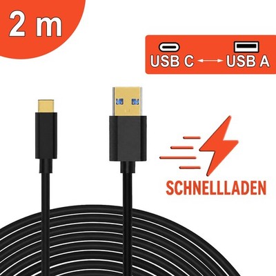 2m USB C Kabel Ladekabel Schnellladekabel Datenkabel für Samsung Xiaomi iPhone