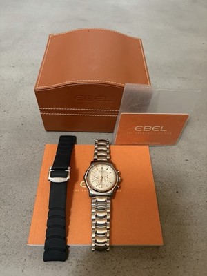 EBEL 1911 Automatic Chronograph Date Silver Dial Steel Bracelet 40mm Box