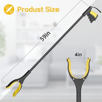 59in Extra Long Grabber Reacher Tool w' Magnetic Tip & 360° Rotating Anti Slip  