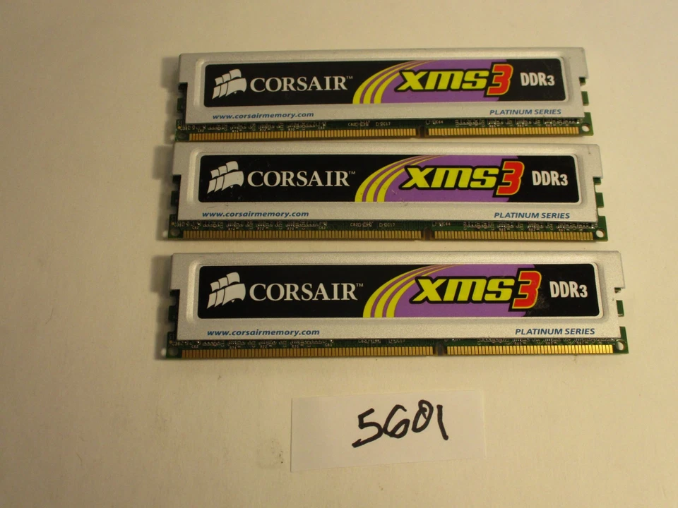Corsair XMS3 Platinum 3x2Gb=6Gb PC3-10600 1333Mhz DDR3 Desktop Memory RAM (5601) - Image 2 of 2